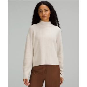lululemon cream Merino Wool-Blend Ribbed Turtleneck Sweater